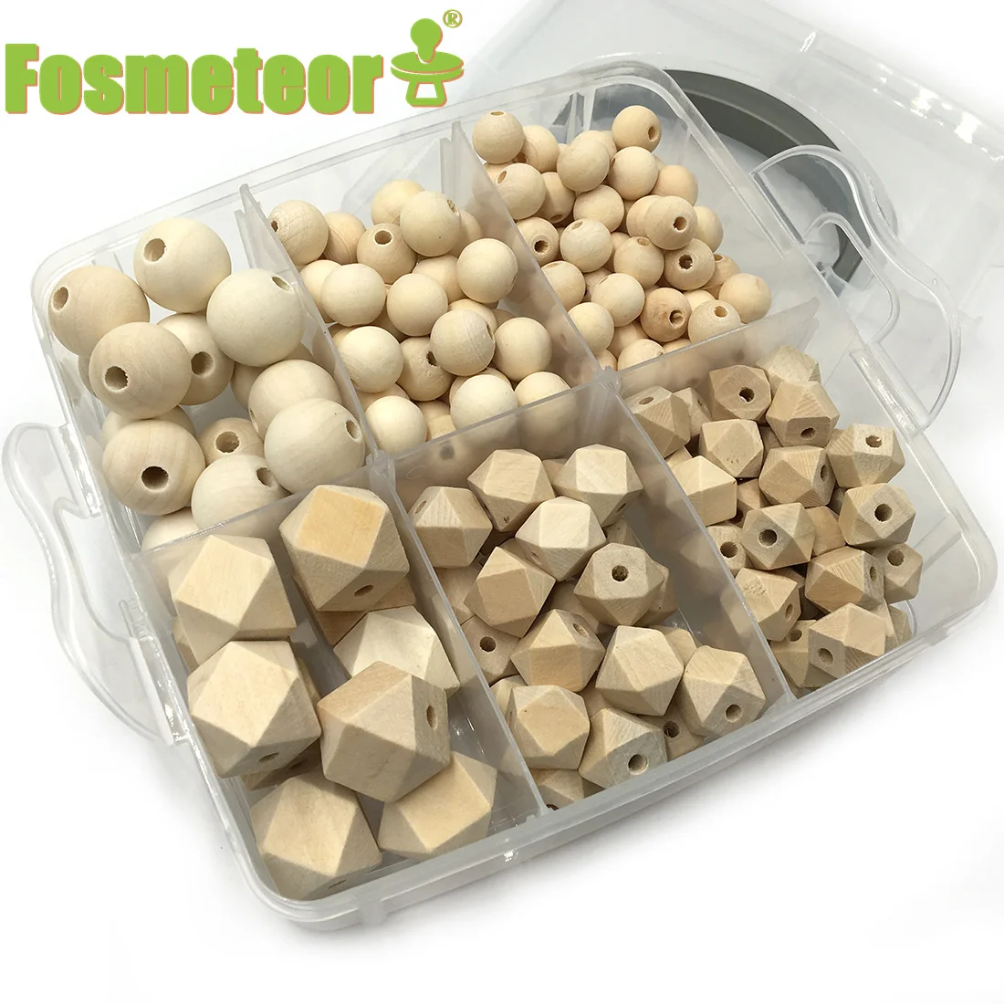 

Fosmeteor DIY Nursing Jewelry Combination Package Blending Natural Round Geometry Hexagon Wooden Beads Baby Teether Toys Set