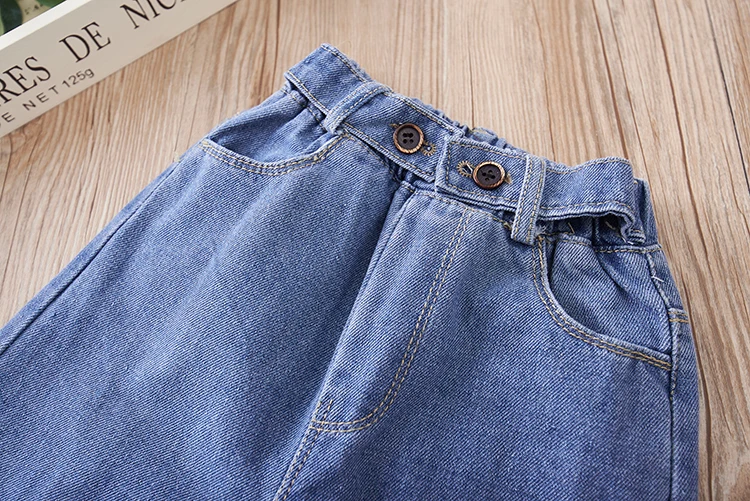 Новинка 2020 года сезон весна джинсовые брюки с высокой талией для маленьких