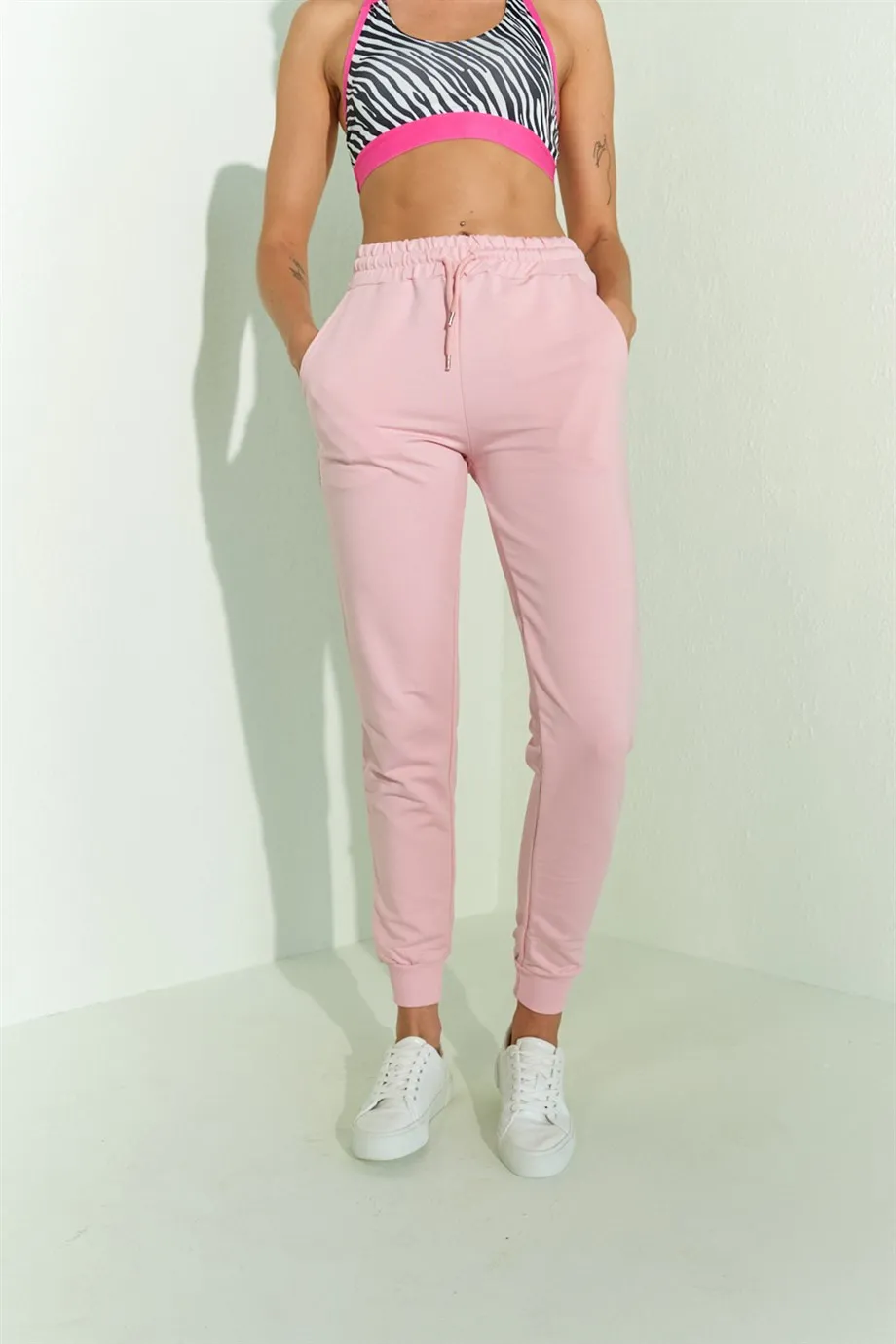 

Women's Candy Pink Ribanal Trotting High Waist Bottom Tracksuit