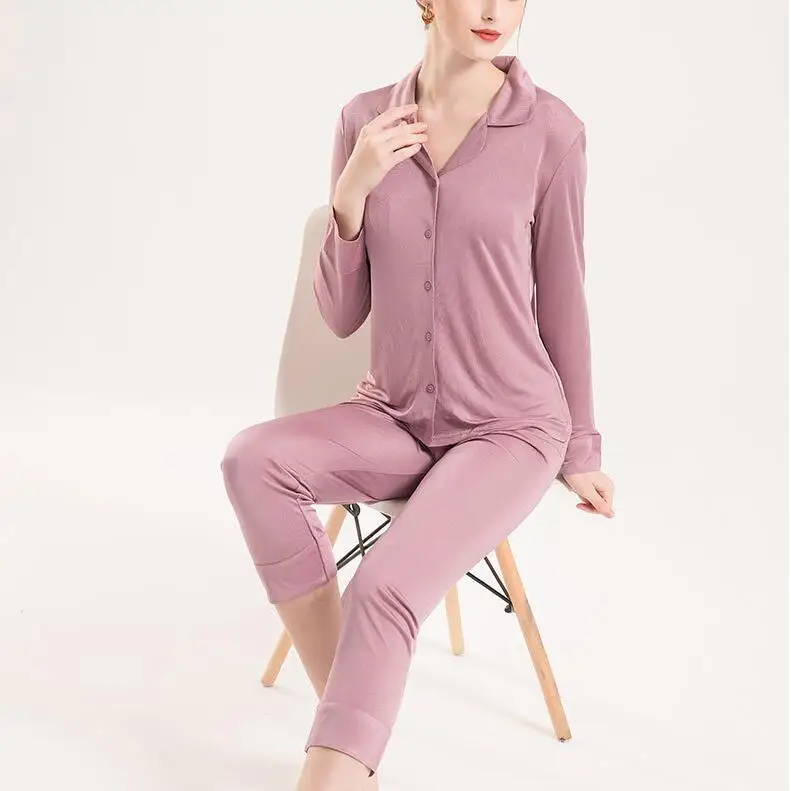 Women's 30% Real Silk 70% Viscose Pajama Set Sleepwear Nightgown M L XL 2XL 3093