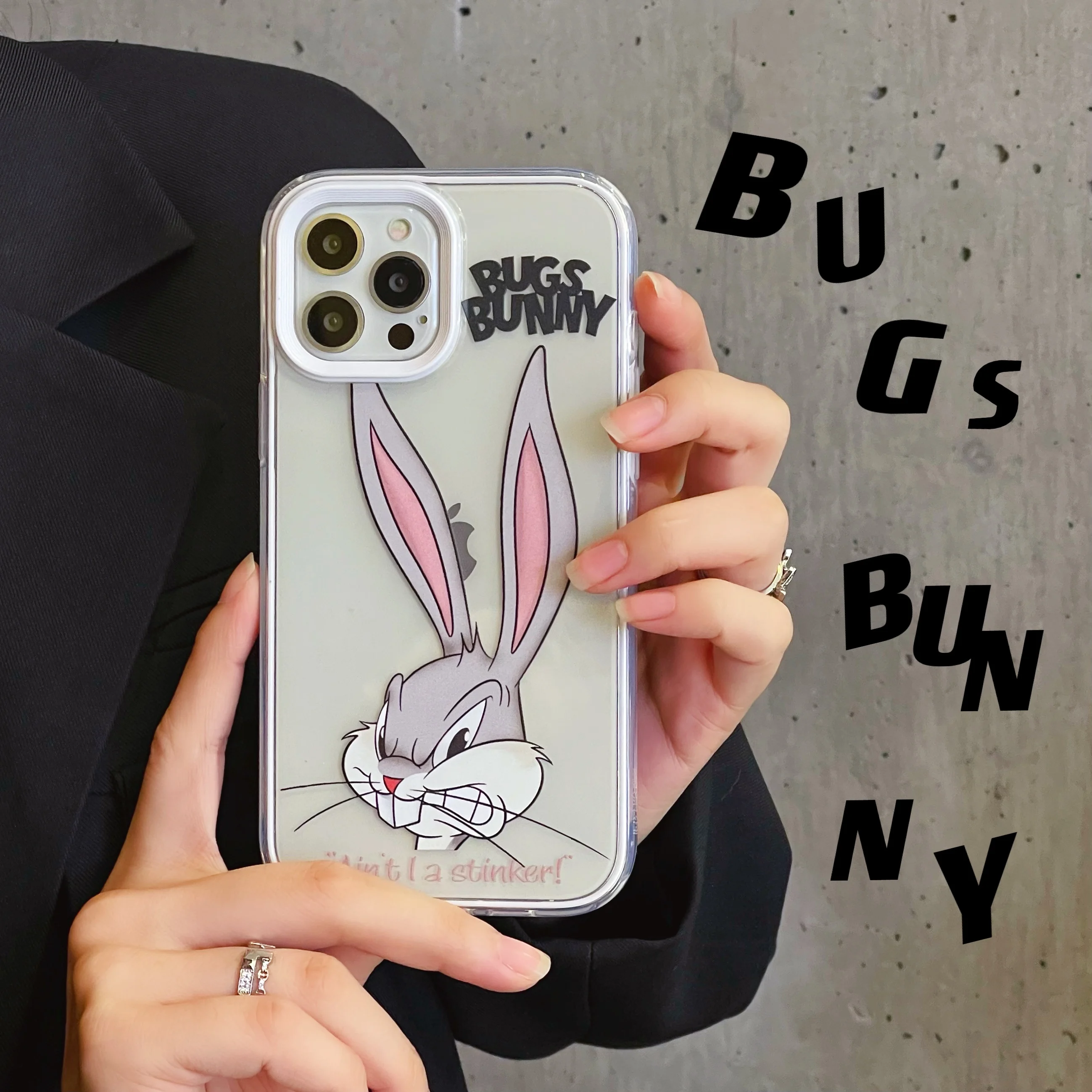 

2020 2021 Cute Cartoon Bugs Bunny Case For iPhone 13 12 11 Pro Max X XR XS Max 7 8 Plus Shockproof Soft Cover