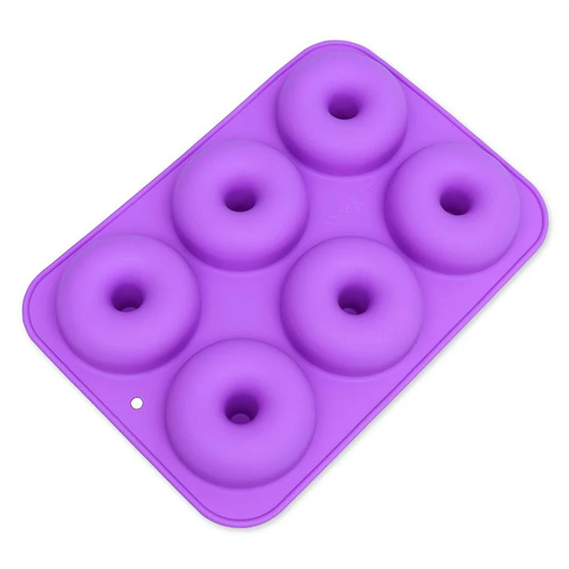 Purple 1 шт силиконовая форма для выпечки пончиков с антипригарным покрытием, форма для приготовления пончиков DIY, силиконовая форма для торта, для пончиков, бубликов, кондитерских изделий, инструменты для выпечки - Цвет: Purple