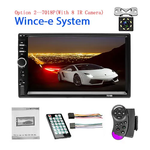 With 8 IR Camera Camecho 2 din автомагнитола Bluetooth Авторадио Mirrorlink " HD MP5 мультимедийный плеер сенсорный экран FM стерео радио с задней камерой - Цвет: With 8 IR Camera