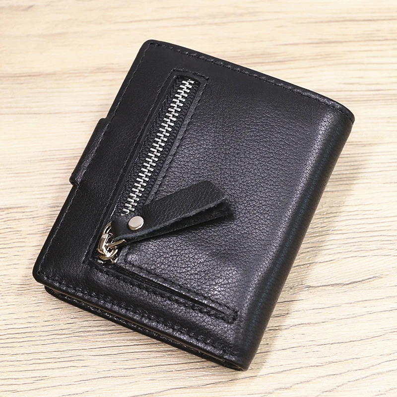 Кошелек мужской из натуральной кожи модный короткий складной бумажник с