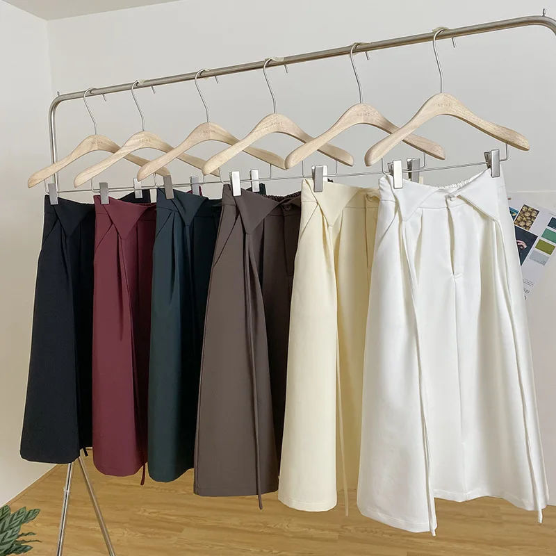 

2021 autumn new thirteen lines loose casual waist waist temperament was thin, solid color large swing A-line skirt women