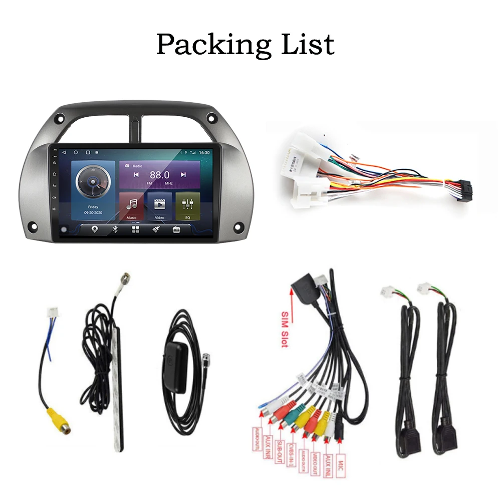 

QNavi Android 10.0 Eight-core Car Radio Navigation GPS For Toyota RAV4 2001-2006 Spilt 3 Screen Built-in Carplay DSP Camera 2Din