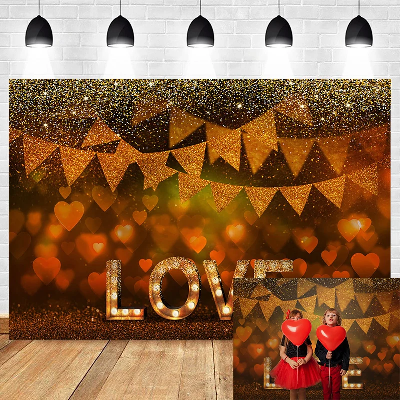 

Mocsicka Glitter Golden Valentine Bokeh Backdrop for Photography Love Decor Photo Booth Background For Photo Studio Photocalls