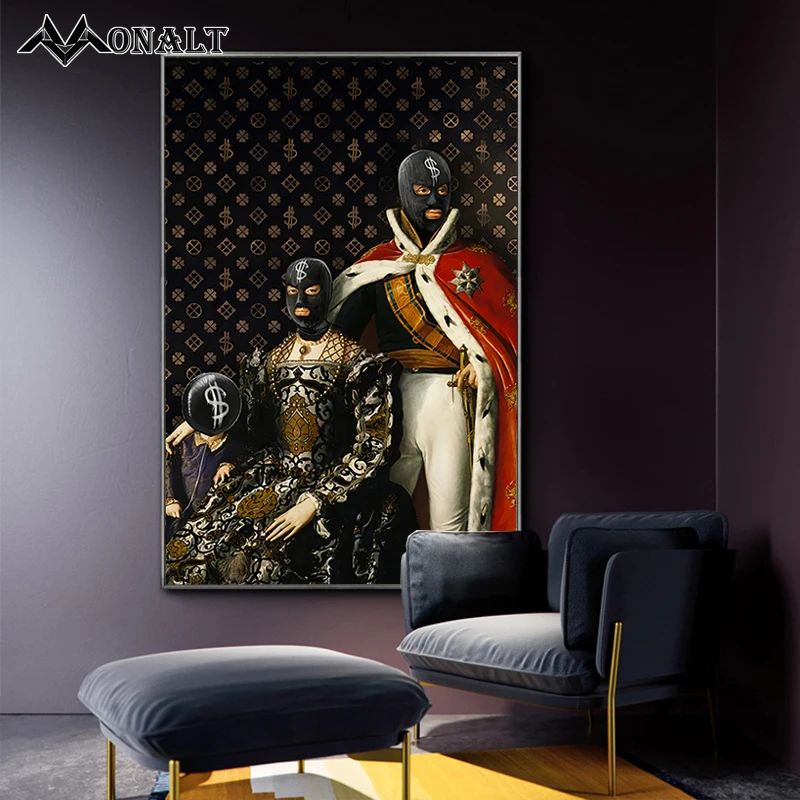 Роскошная живопись семейный дворец в маске ВИНТАЖНЫЙ ПЛАКАТ доллар человек