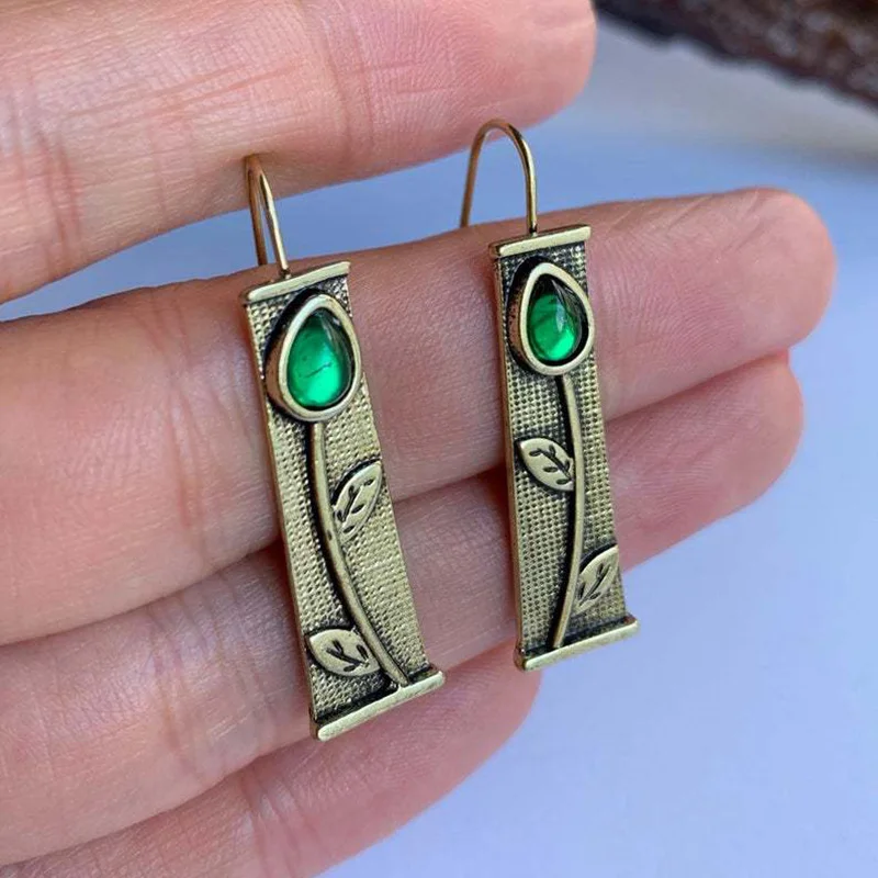 Классические винтажные Цветочные Длинные серьги в форме листа индийская нация