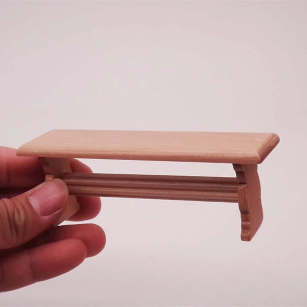 1/12 Wooden Miniature Dining Table Bench Toy Dollhouse Living Room Decoration Accessory New |