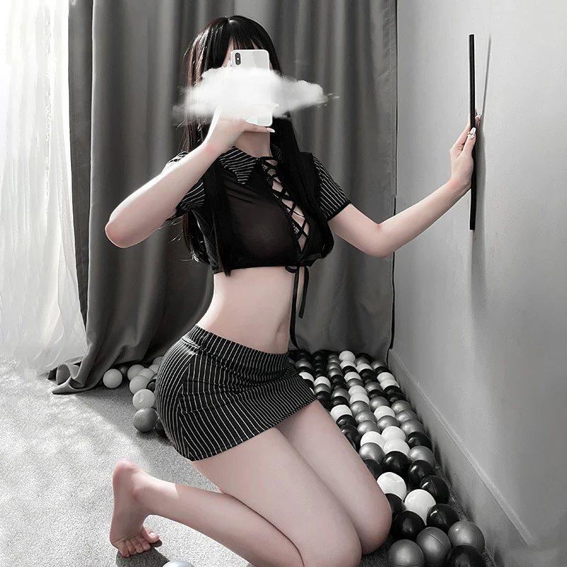 

Exotic Erotic Lingerie Sexy Enchanting Little Secretary Showing Buttocks Pajamas Suit Teacher Role Playing Alternative Costume