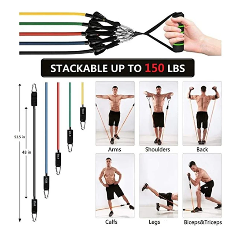 

HOT 22-Piece Pull Rope Set Multi-Function 1.2 M Tpe Material Word Tension Band Fitness Strength Training