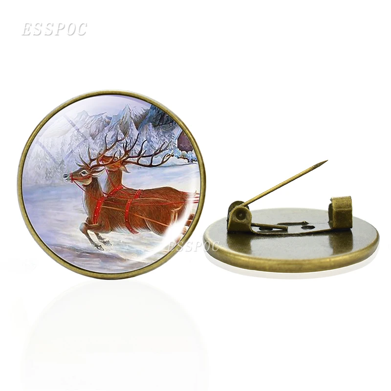 Рождественские хрустальные значки с изображением оленя Стеклянные Кабошоны