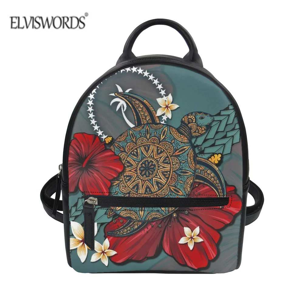 

Рюкзак ELVISWORDS для женщин Chuuk Polynesian Sea Turtle дизайнерские школьные сумки для женщин Новые Стильные Сумки из искусственной кожи для девочек