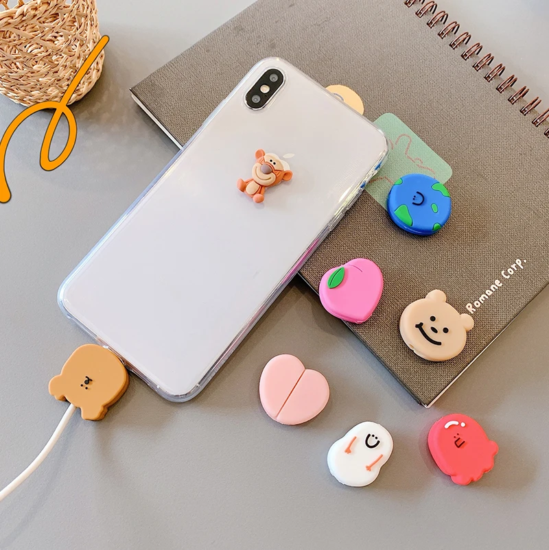 Забавный Милый защитный чехол для зарядного кабеля задняя крышка USB