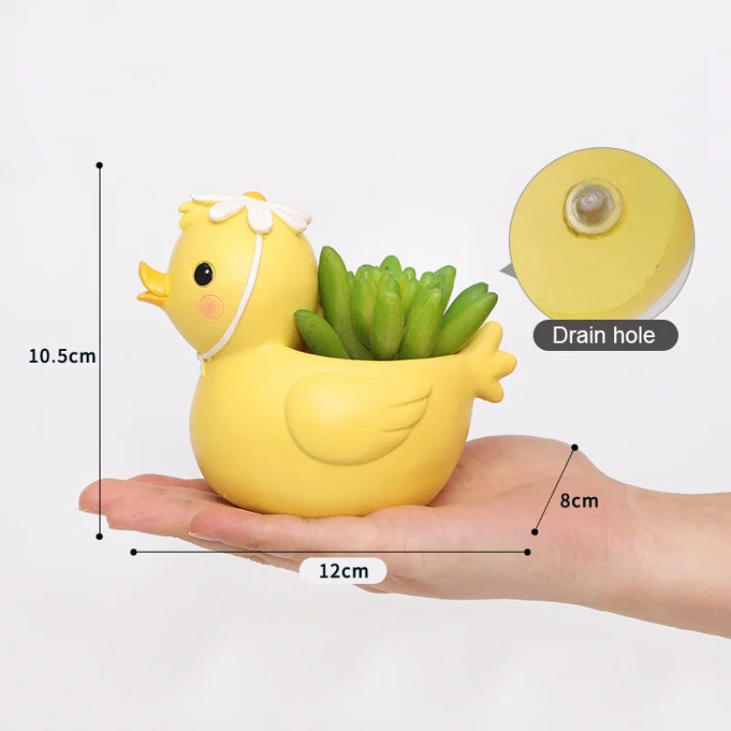 

YHA Animal Vase Duck Shiba Inu Dinosaur Rabbit Succulent Flower Herb Resin Pot Diary Flower Pot-Rabbit