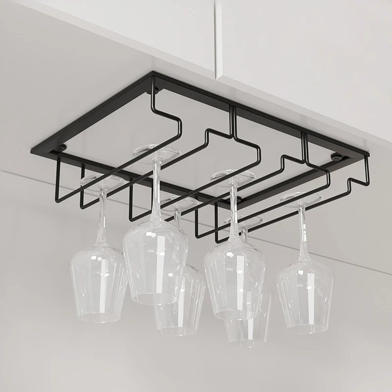 

Kitchen Hanging Wine Glass Holder Bar Home Cabinet Wall-mounted Cup Storage Drain Rack