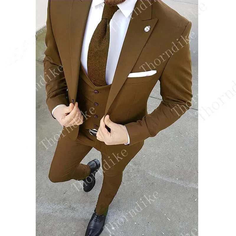 brown Костюм Пожарника 10 Цвета оранжевый Костюм Джентльмена Для мужчин Terno Slim Fit Блейзер светло-зеленого цвета для мальчиков, смокинги, Для мужчин s костюм комплект из 3 предметов - Цвет: brown