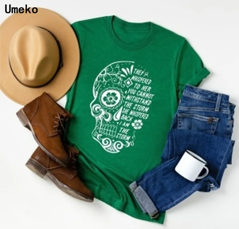 Umeko шикарная футболка с принтом черепа новая женская модная повседневная