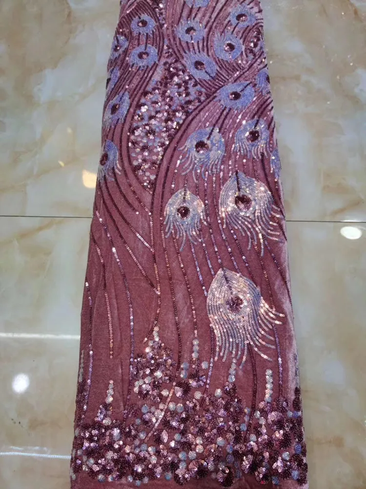 Модная бархатная вышивка с перьями Феникса расшитая блестками