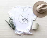 floral moon bouquet phases boho 100cotton astronomy womens t shirts celestial shirt streetwear unisex y2k goth drop shipping