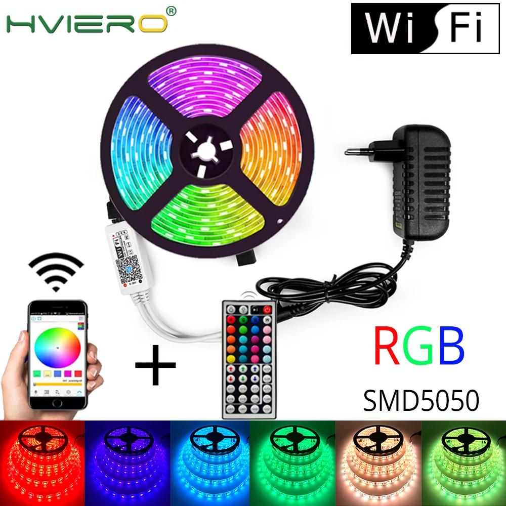 WIFI водонепроницаемый RGB светодиодный светильник 5 м 10 15 DC12V Fiexble ленточный Шоппинг