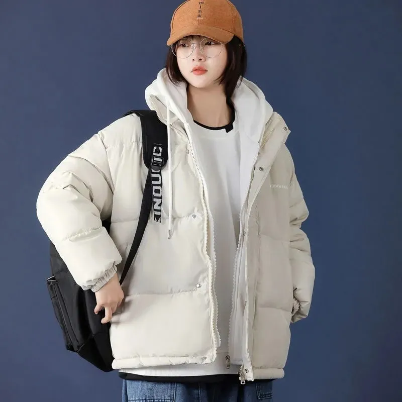

2021 New Winter Jacket Women's Clothing Solid Cotton Parka Hooded Thick Warm Down Padded Jacket Female Coats Loose Short Outwear