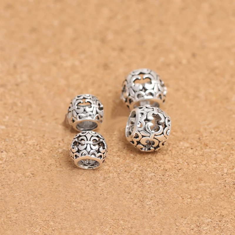 S925 Sterling Silver Jewelry Thai  Diy Bracelet Accessories 8/10mm Boat Large Hole  Loose Beads Separate Wholesale Bulk