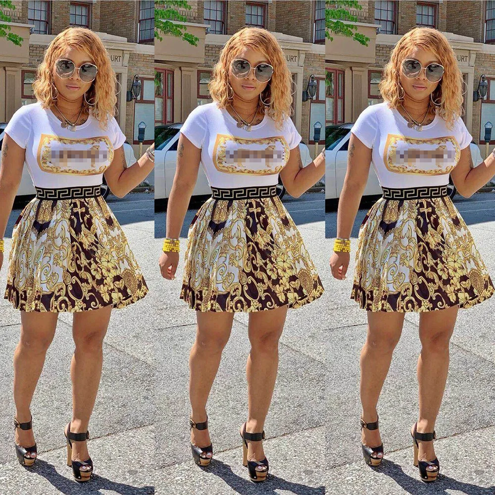 

Женское летнее платье с коротким рукавом и принтом