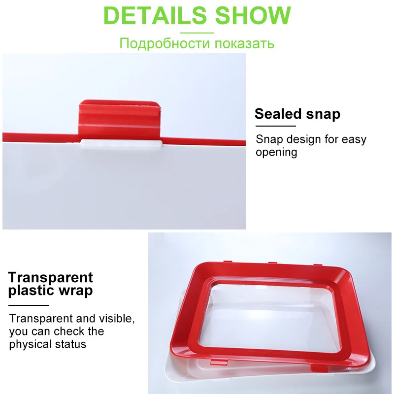 

4Pcs Creative Food Preservation Tray Magic Keeping Fresh Spacer Plastic Elastic Film Buckle Vacuum Kitchen Storage Container