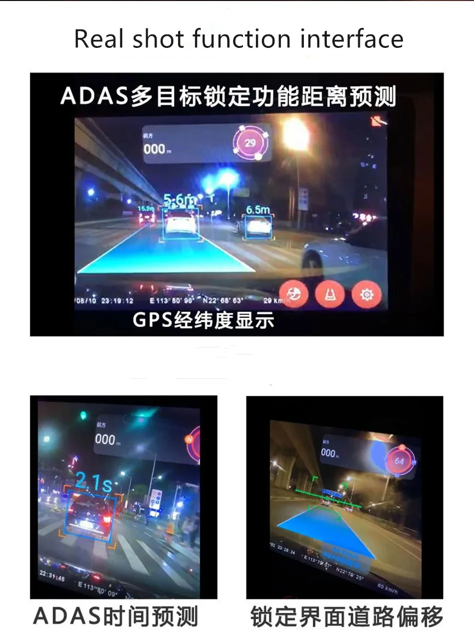 ADAS DVR для интеллектуального hd USB dashcam цинковый сплав скрытый большой экран android