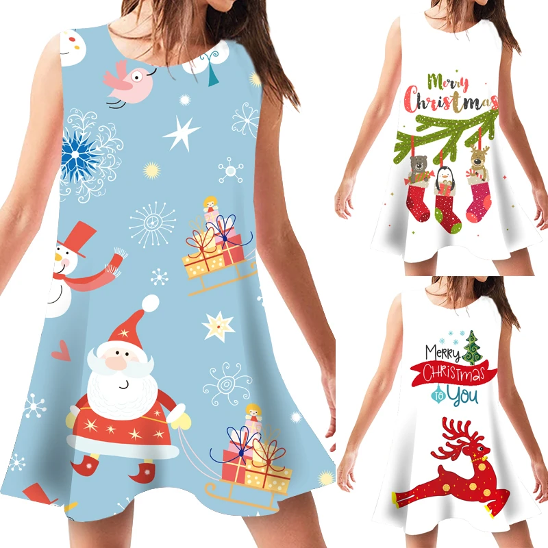 Повседневное женское платье женские рождественские платья летняя Милая пляжная