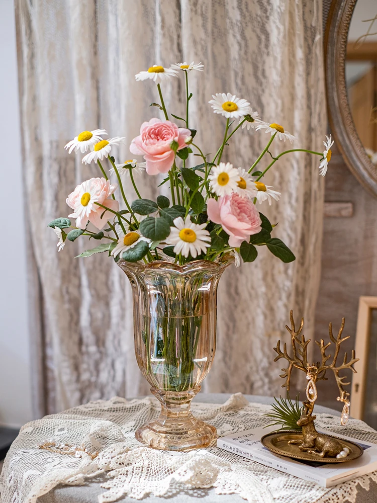 

Castle Glass Vase Large Light Luxury Living Room and Sample Room Dining Table Hydroponic Flower Decorative Flowerpot Decoration