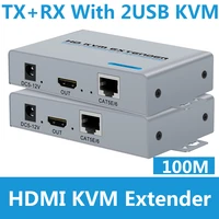 100m 328ft50m 164ft usb kvm hdmi extender cat5e cat6 rj45 ethernet cable transmitter receiver converter pc laptop to tv monitor