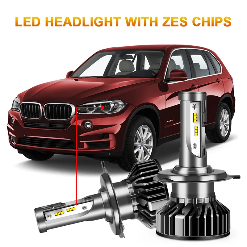 Автомобильная светодиодная лампа H7 H4 LED ZES сверхъяркая Светодиодная H8 H9 9006HB4 9005 HB3