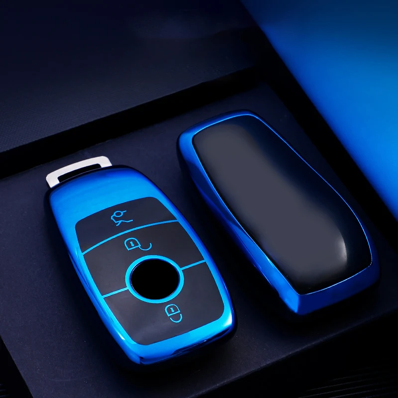 

TPU Car Key Case Cover for Mercedes Benz CLS CLA GL R SLK AMG A B C E S Class W203 W205 W210 W211 Keychain Ring
