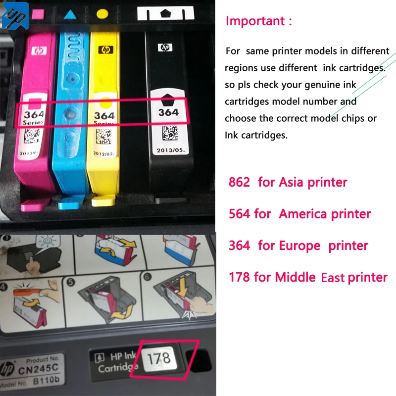 Популярный бренд 4 шт. перезаправляемый картридж Замена для HP 564 564XL 3070A 6510 B109a B109n