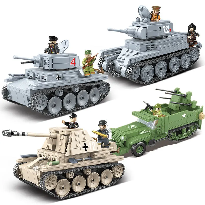 

Kids Military Vehicle Assembly Puzzle Model Simulation Classic City Tank Building Blocks Figures Bricks Children Educational Toy