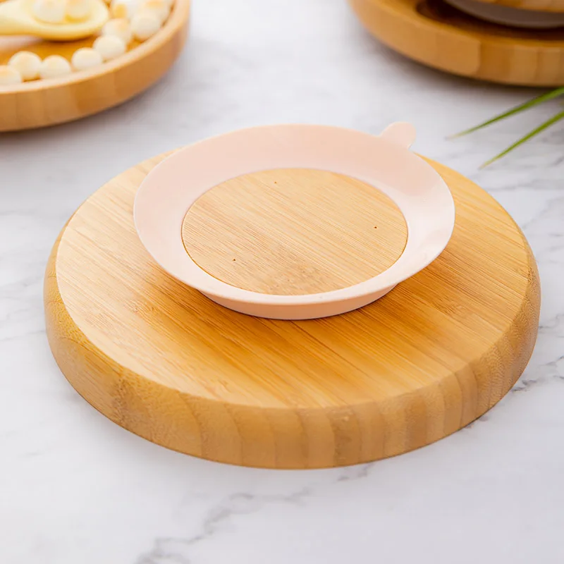 

1pc Suction Bowl Bamboo Silicone Suction Cup Baby Plate Feeding Bamboo Children Tableware Dishes BPA Free Silicone Feeding Bowl