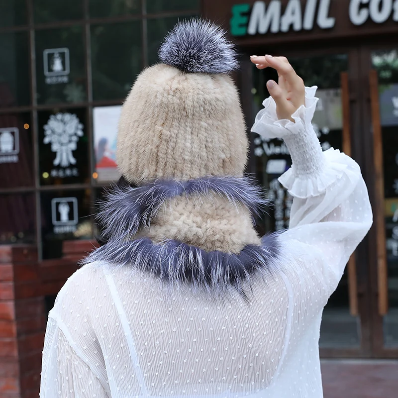 2020 новые женские трикотажные натурального меха теплая шапка с натуральным мехом