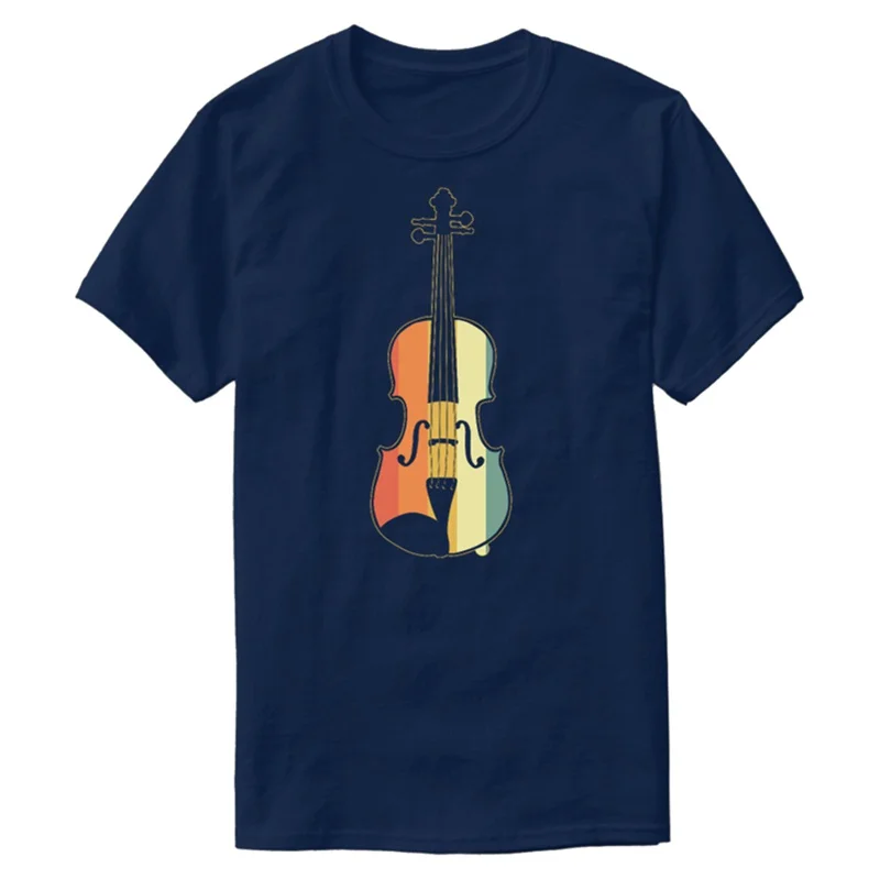 Забавная винтажная Мужская футболка с скрипкой круглым вырезом и коротким