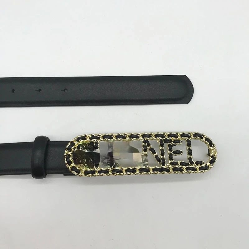 

Letter Belt Hardware Wear Black Leather Rope Bone Craft Double-Sided PU Leather Quality Men's and Women's Belt