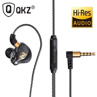 qkz zen wired earphone dual driver hifi headphones with mic noise reduction headset bass music sport running earbuds stereo fone