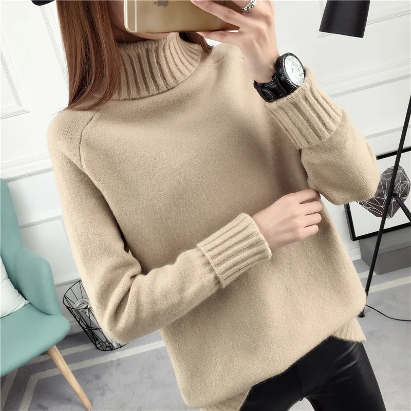 

Ropa De Mujer New Fashion Autumn/winter Turtleneck Sweater Women Loose Outerwear All-match Thick Knitted Ladies Inner Base Shirt