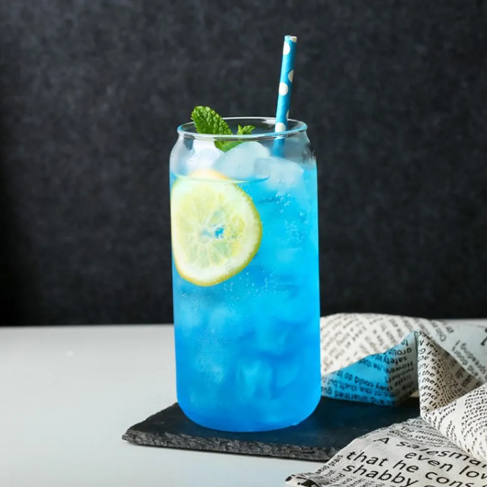 

Glass Cup Coffee Mugs Drinking Cup Cola Can Shape Tea Juice Iced Milk Wine Glass Drink Cup High Borosilicate Glass Drinkware