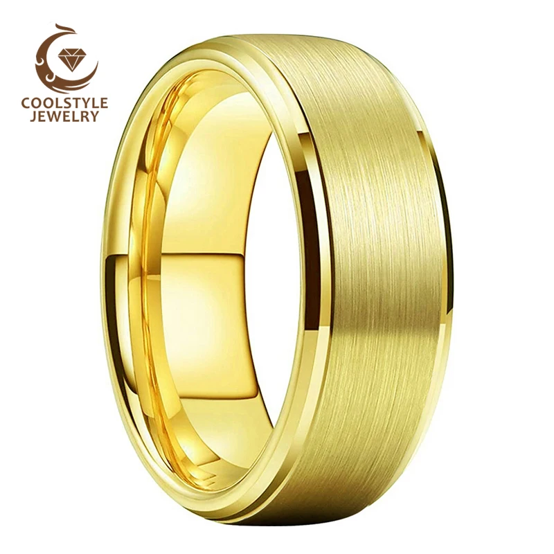 8 мм 6 для мужчин женщин вольфрам Карбидное кольцо из желтого золота обручальное
