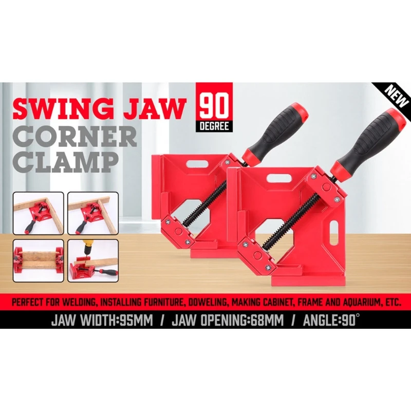

L38A 90 Degree Right Angle Clamp Single Handle Corner Clamp Aluminum Alloy Clamp for Carpenters Woodworking Welding