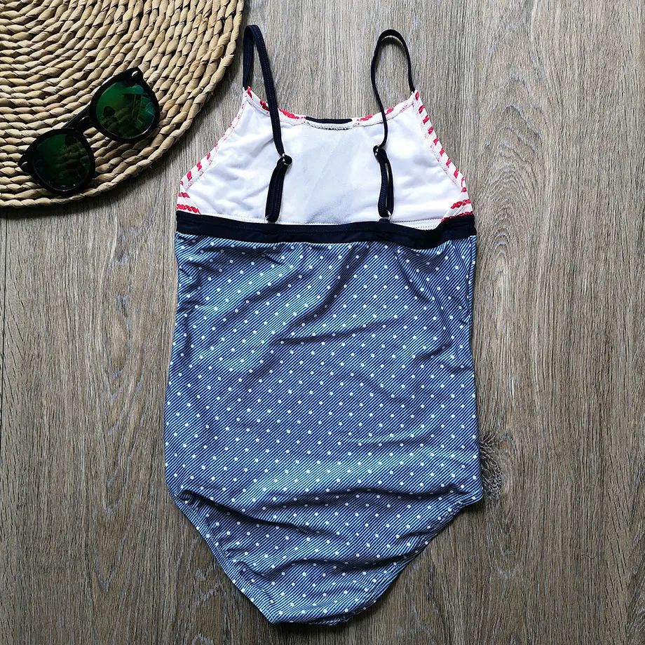 Женский слитный купальник детский в горошек купальные костюмы для