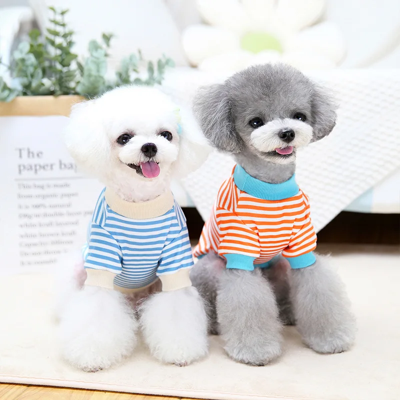 

Puppy Autumn Winter Bear Pattern Stripe Shirt Medium Dog Sweater Pet Clothing Suitable For Small Dogs Supplies Fashion 2021 New