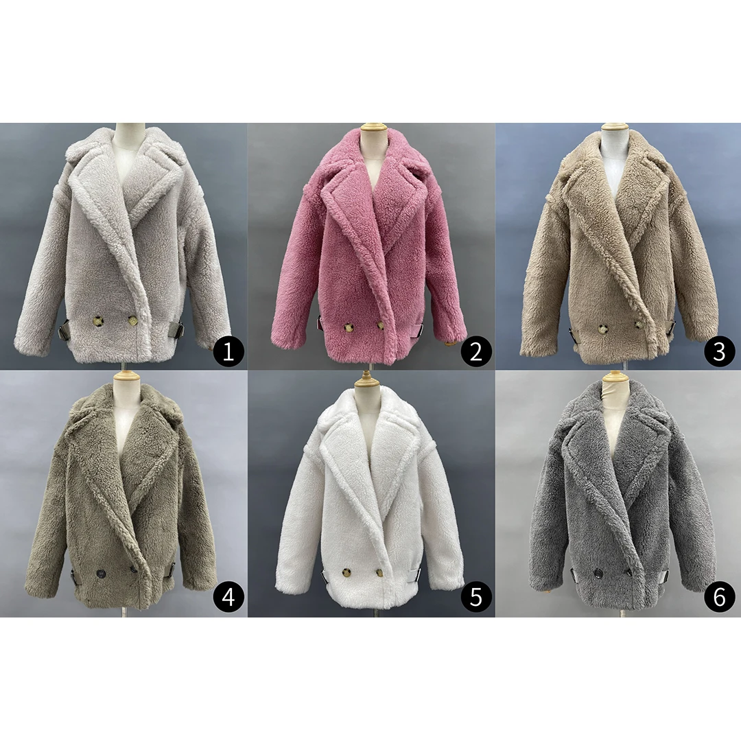 MISSJANEFUR 2021 Teddy Coat Women 100% Wool Warm Fashion loose Short Shearling Real Fur Jacket Women Winter Jacket enlarge